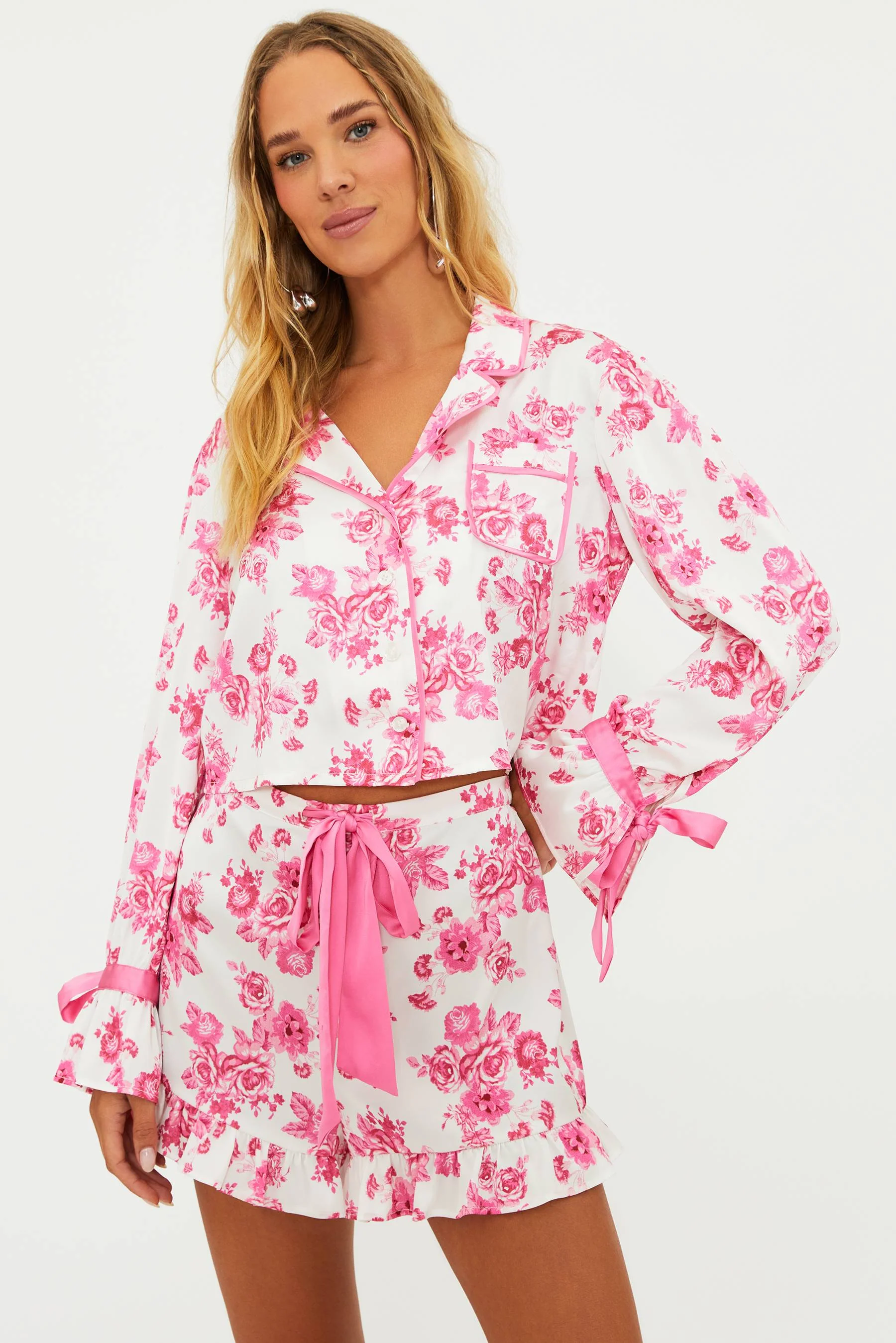 Aurora & Luna Pj Set Fuchsia Floral - Image 4