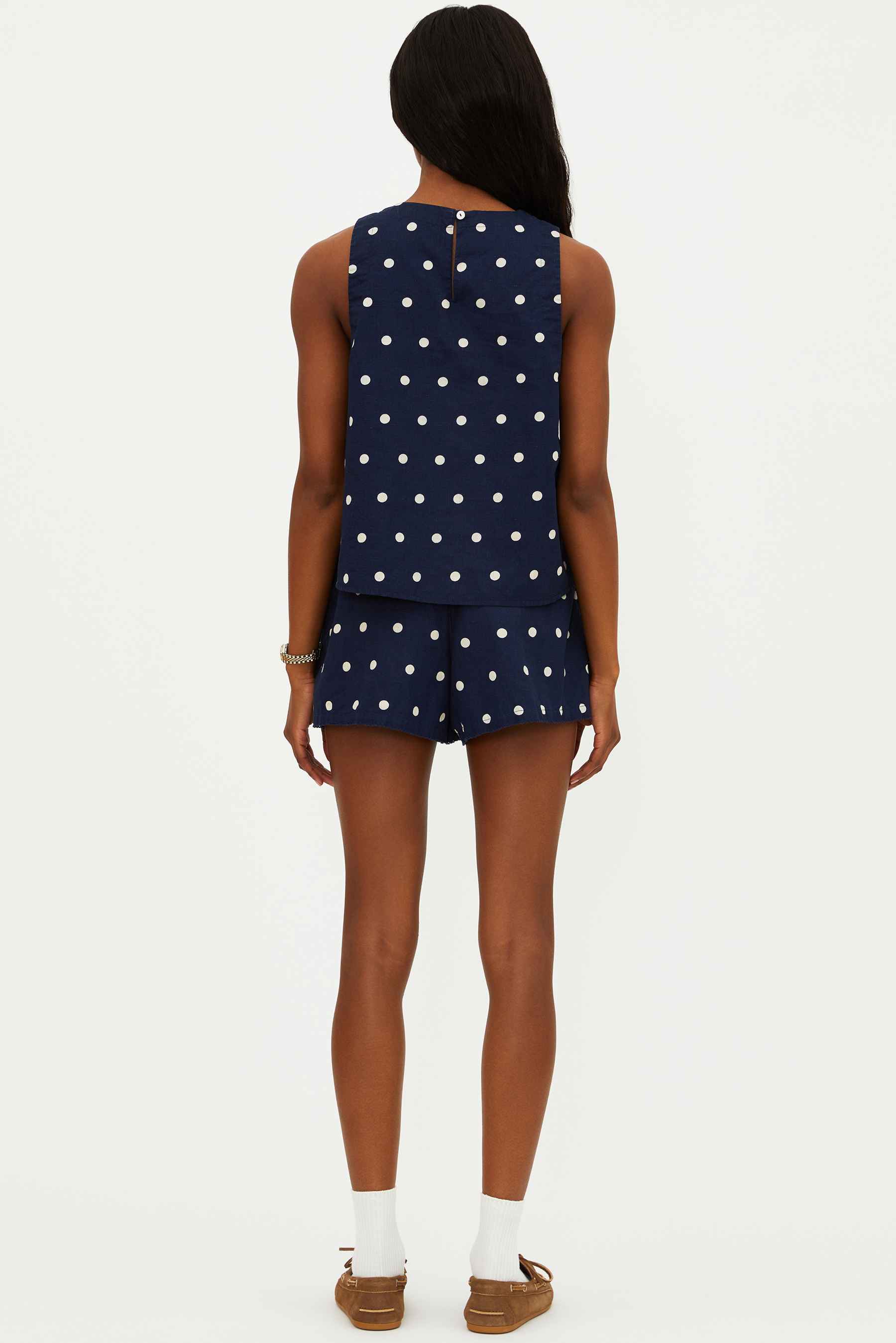 Birkley Short Navy Polka Dot Linen - Image 12
