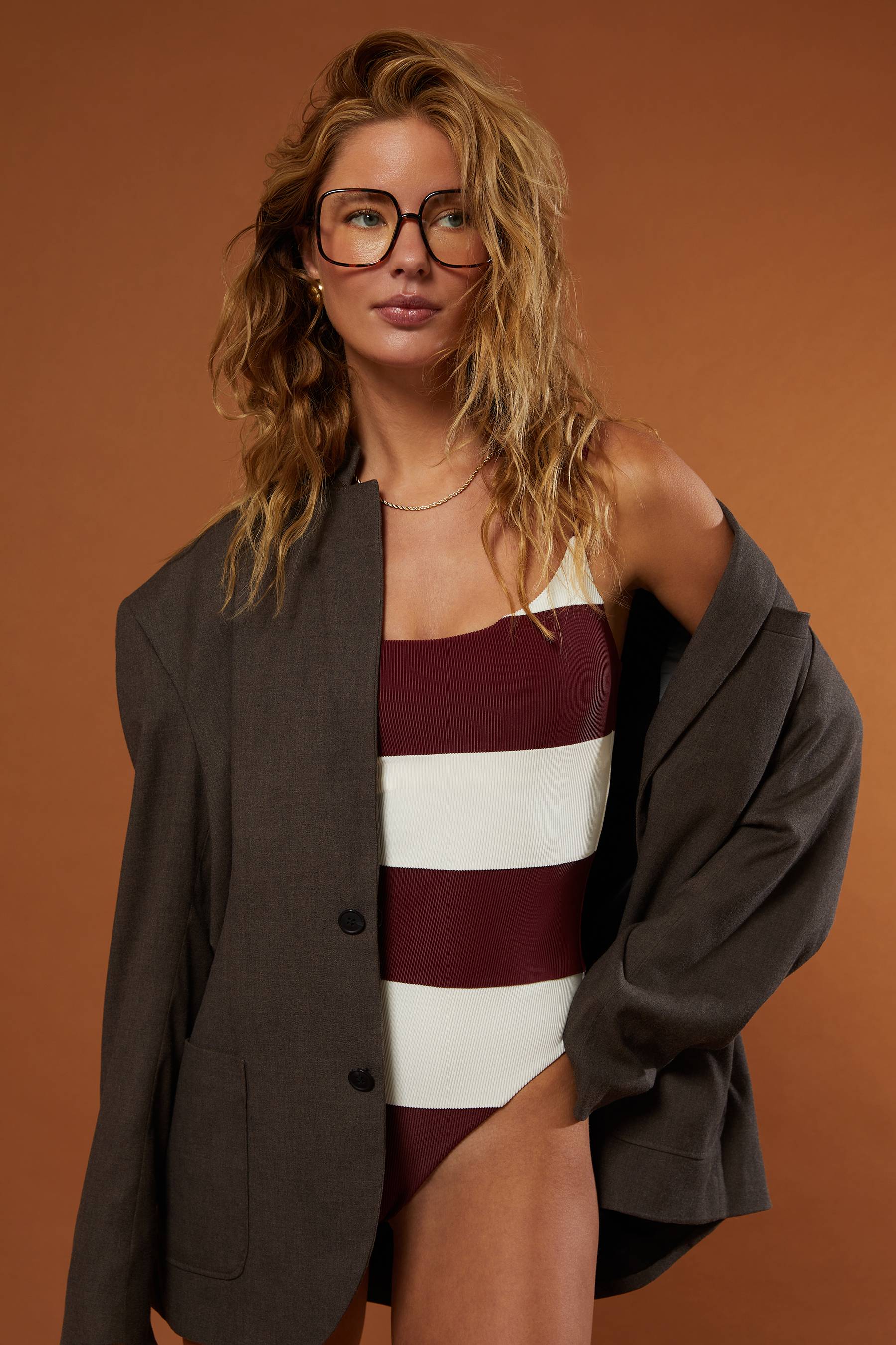 Calista One Piece Merlot Stripe - Image 4