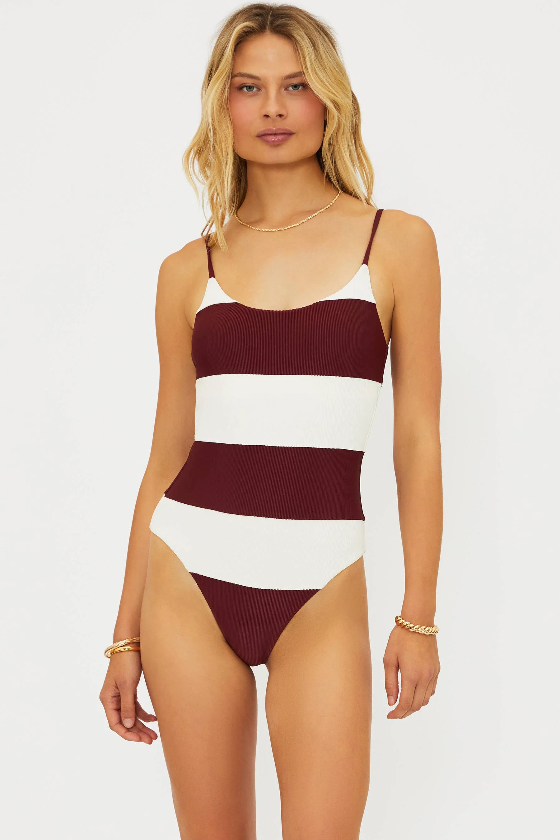 Calista One Piece Merlot Stripe - Image 8