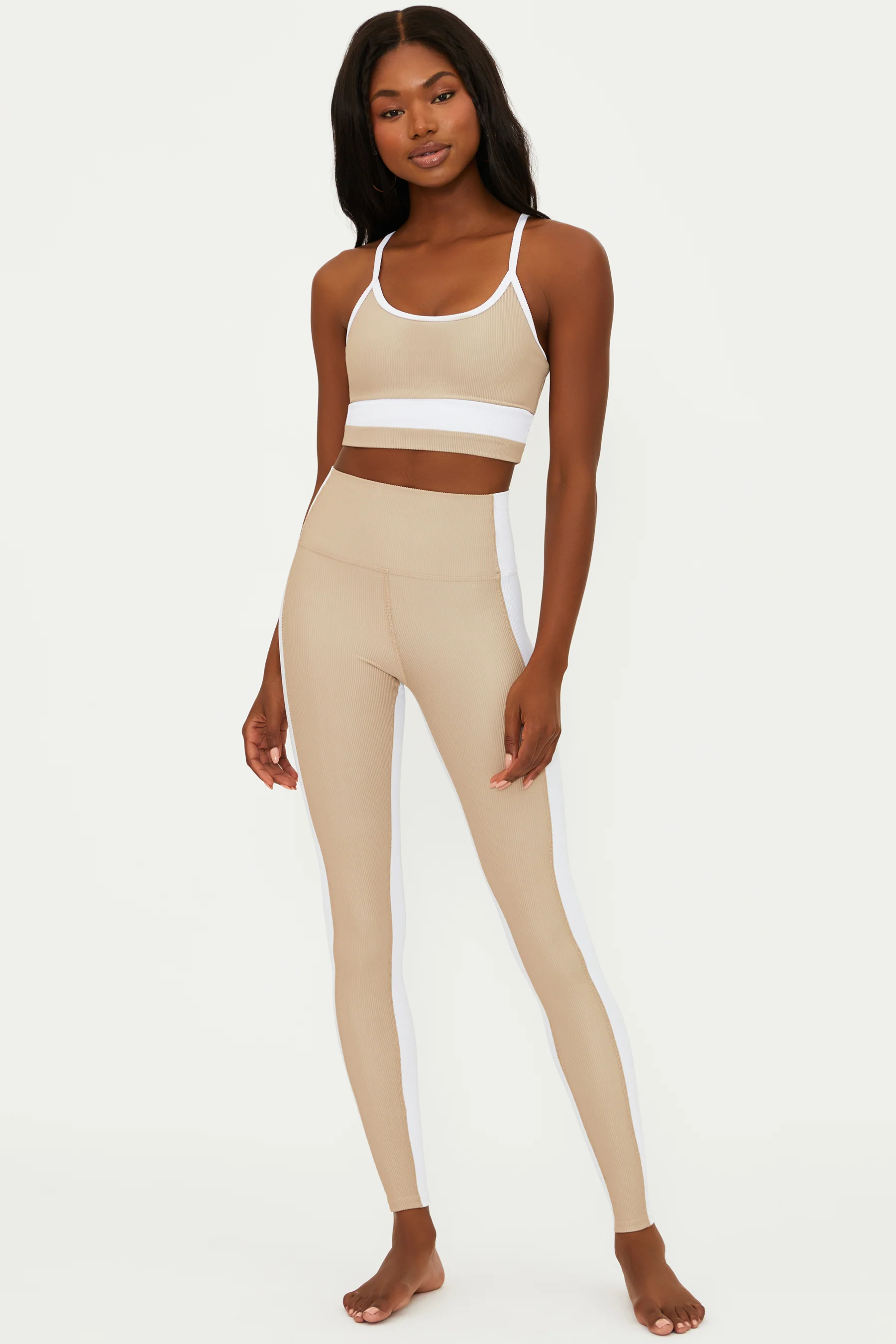 Colorblock Legging Tan White - Image 3