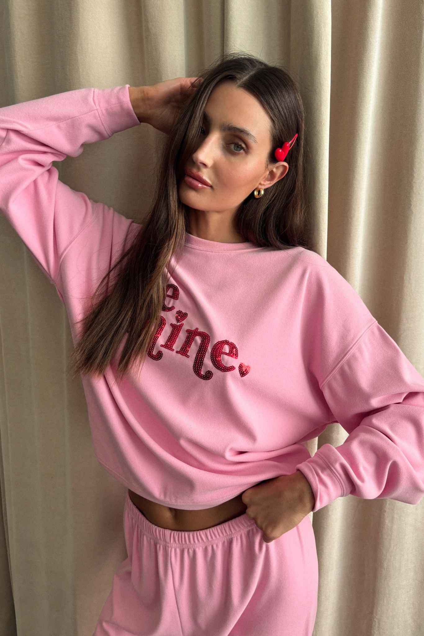 Devyn Oversized Sweatshirt Lovely Pink - Image 9