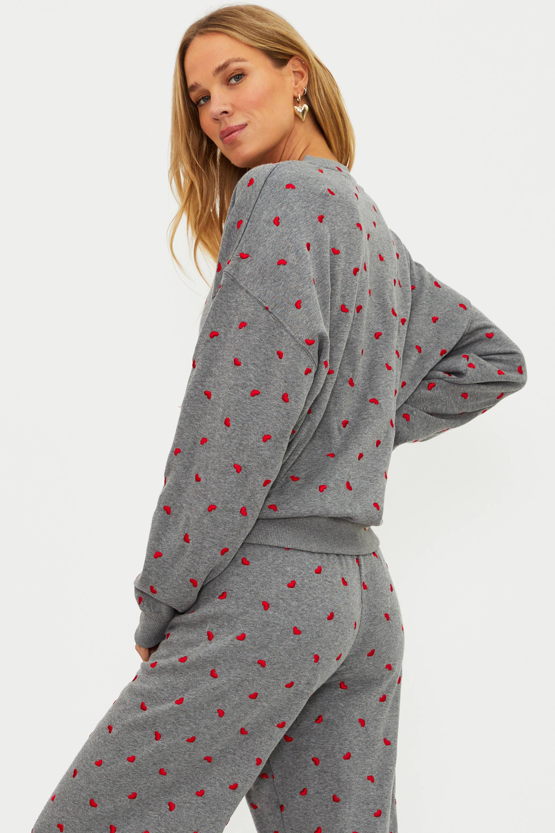 Devyn Oversized Sweatshirt Red Love Hearts - Image 5