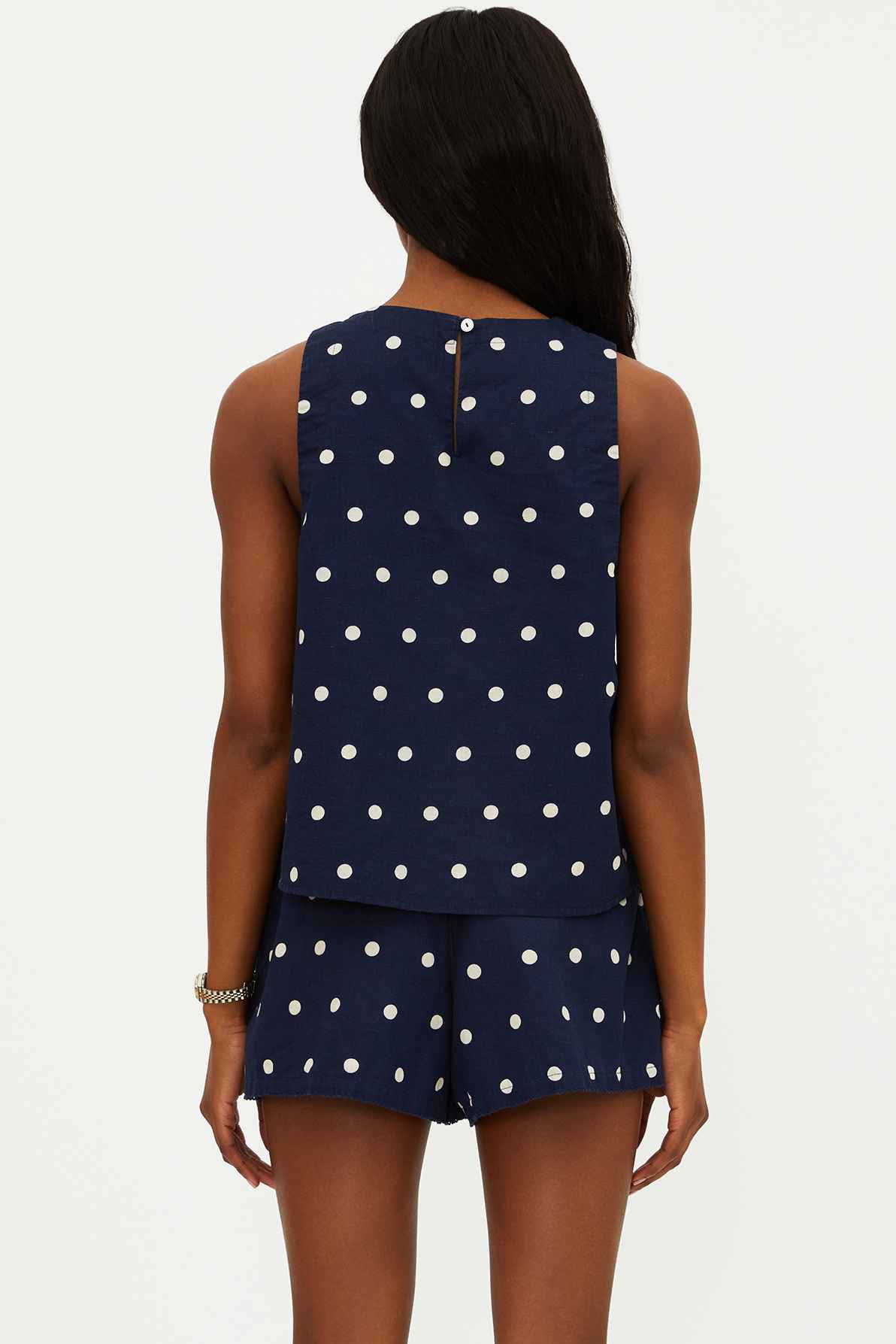 Dollie Sleeveless Top Navy Polka Dot - Image 9