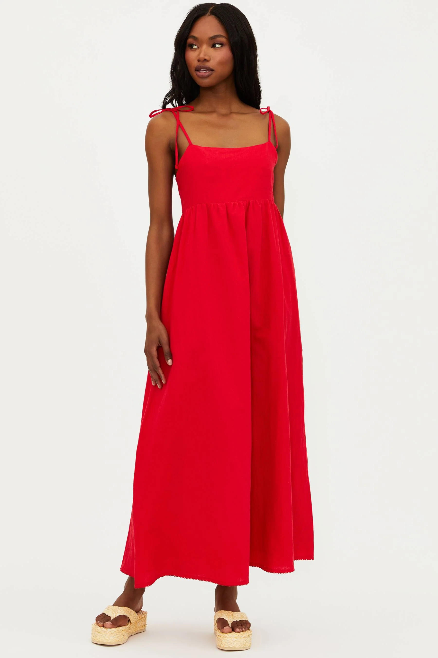 Valory Maxi Dress Red Linen - Image 10