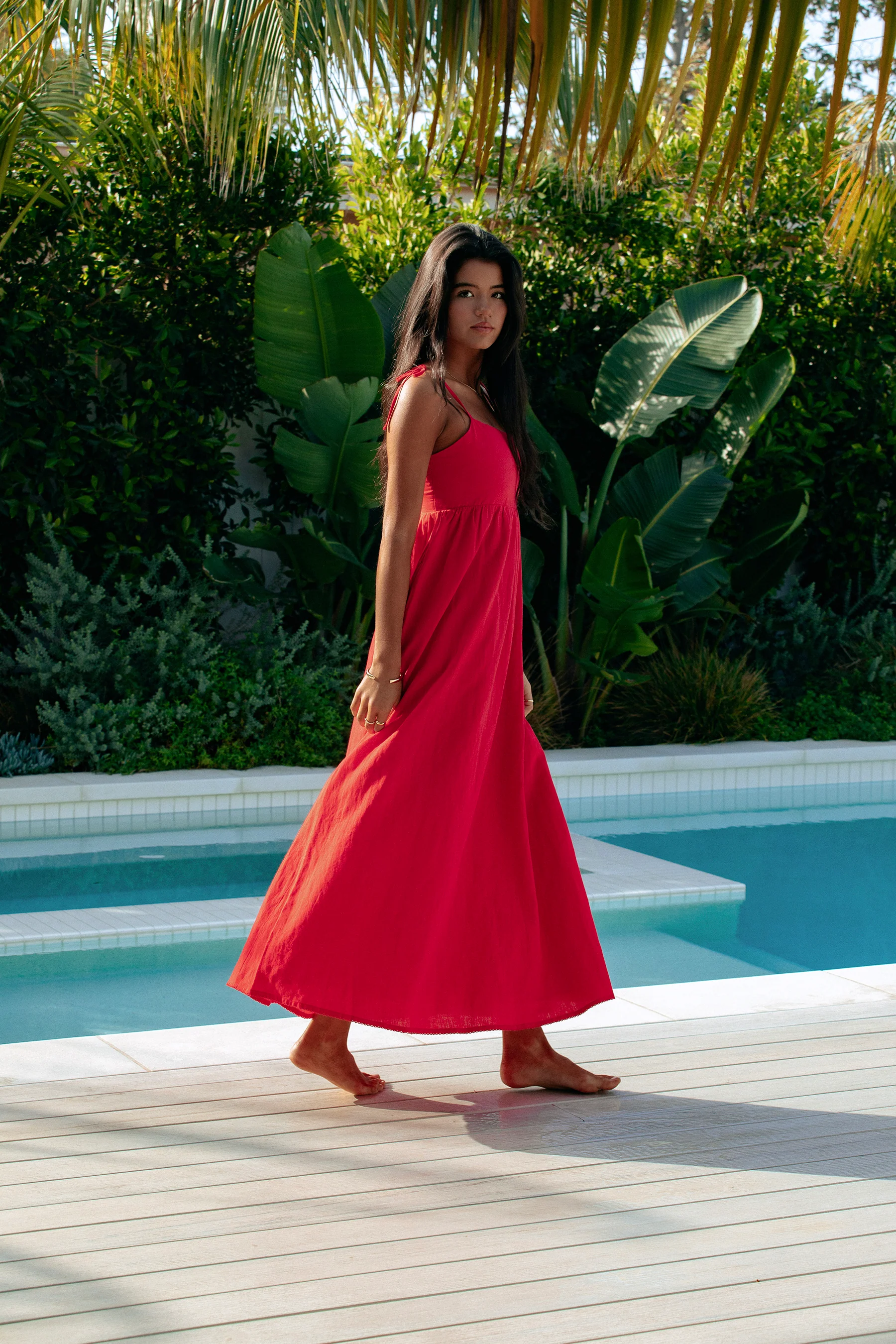 Valory Maxi Dress Red Linen - Image 6