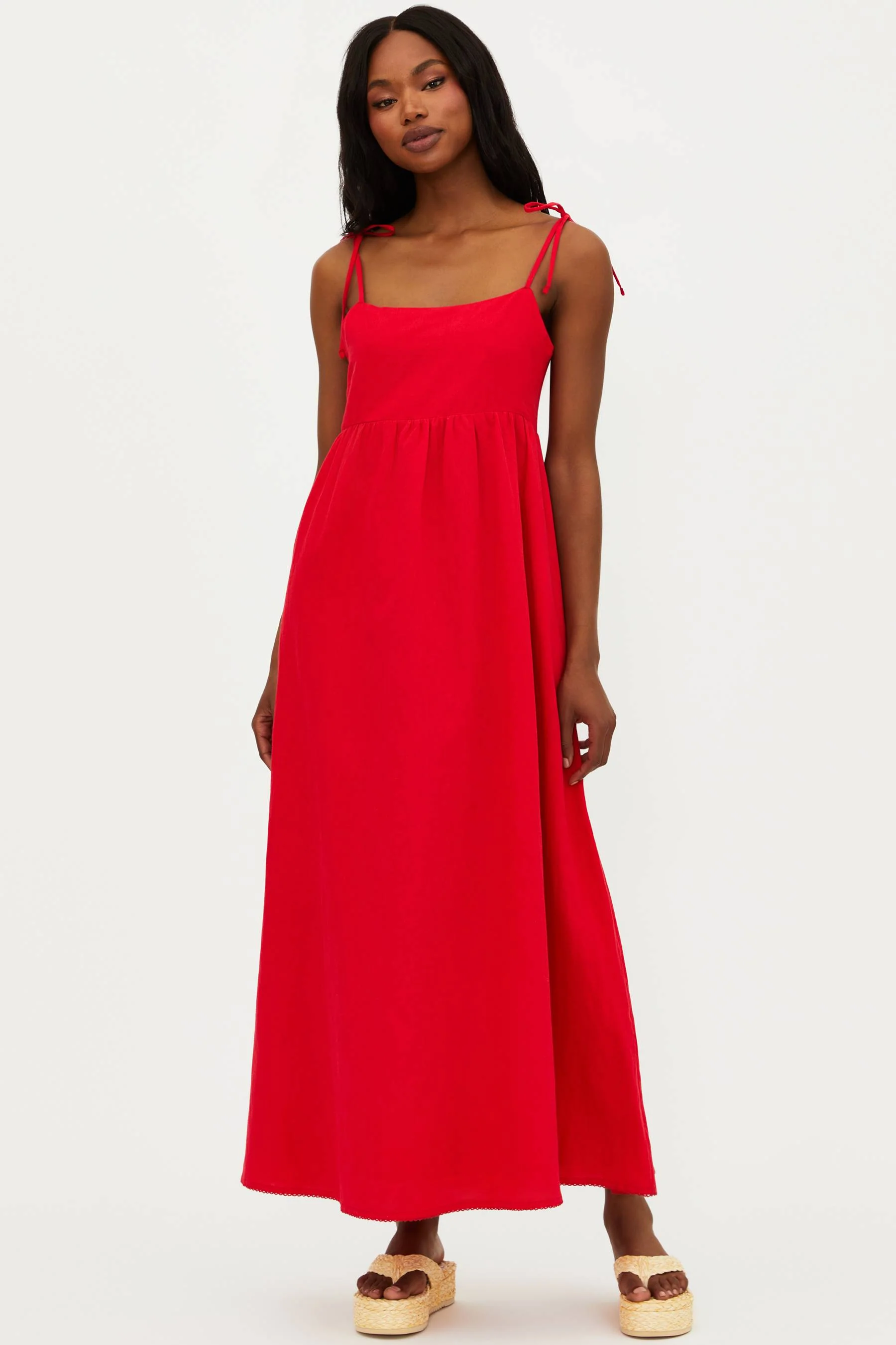 Valory Maxi Dress Red Linen - Image 7