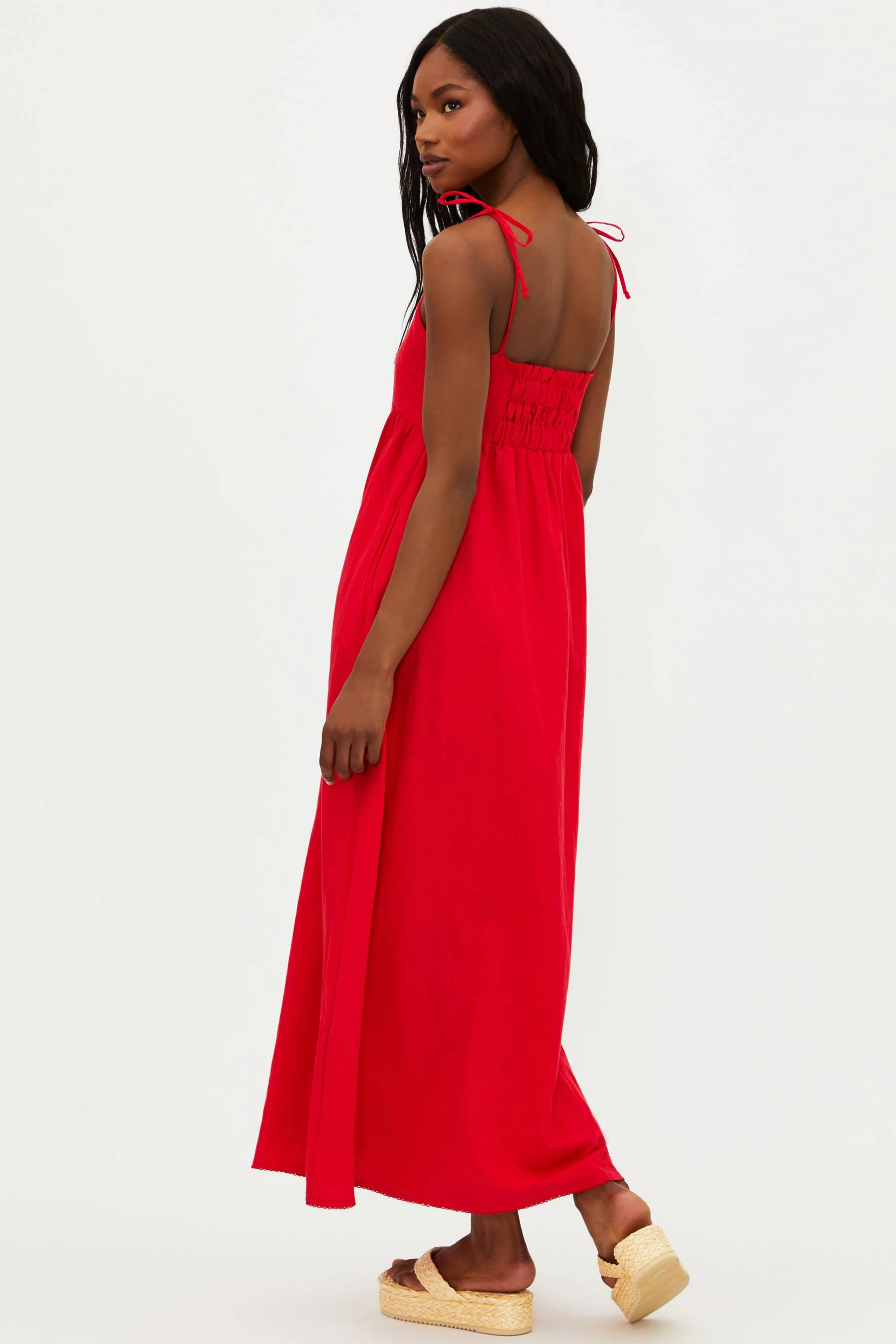 Valory Maxi Dress Red Linen - Image 8