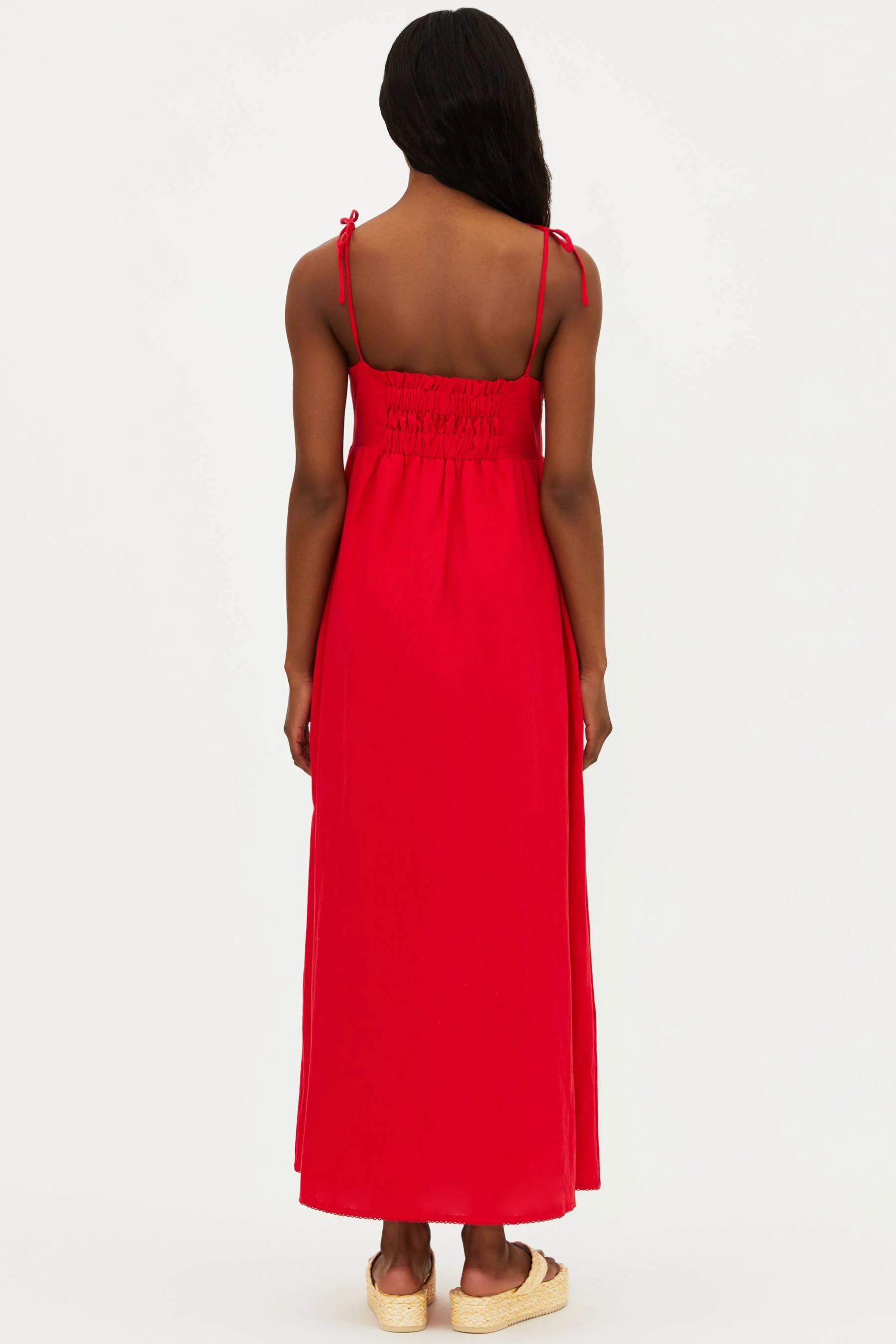 Valory Maxi Dress Red Linen - Image 9